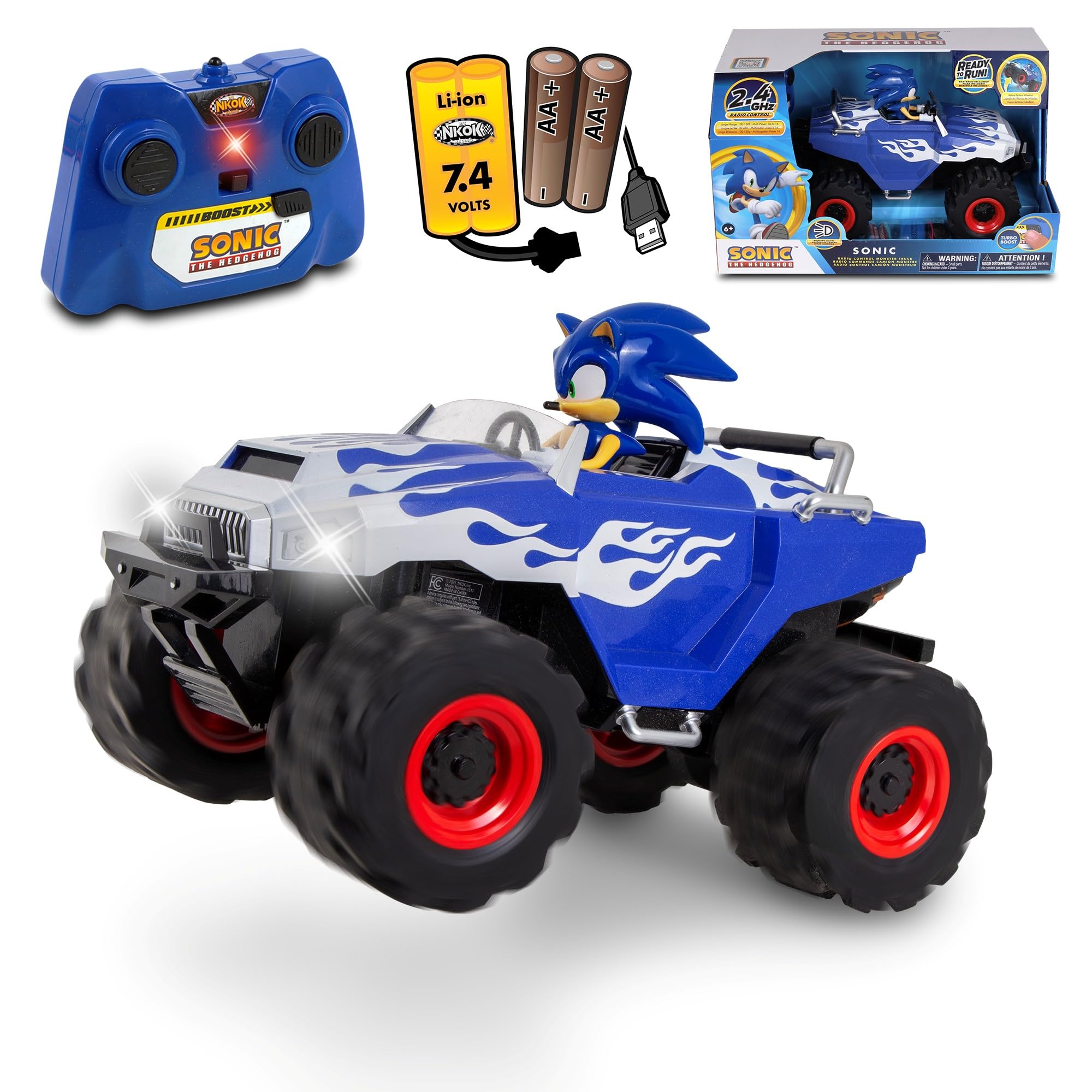 Amazon.com: NKOK Sonic Racing CrossWorlds: Sonic Monster Truck, RC